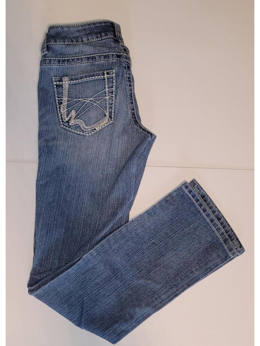 Warehouse One Mid Rise Relaxed Straight Women’s Blue Stretch Denim Jeans Size 27